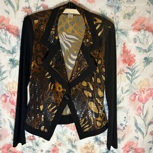 Vintage Animal Print Sequin Blazer